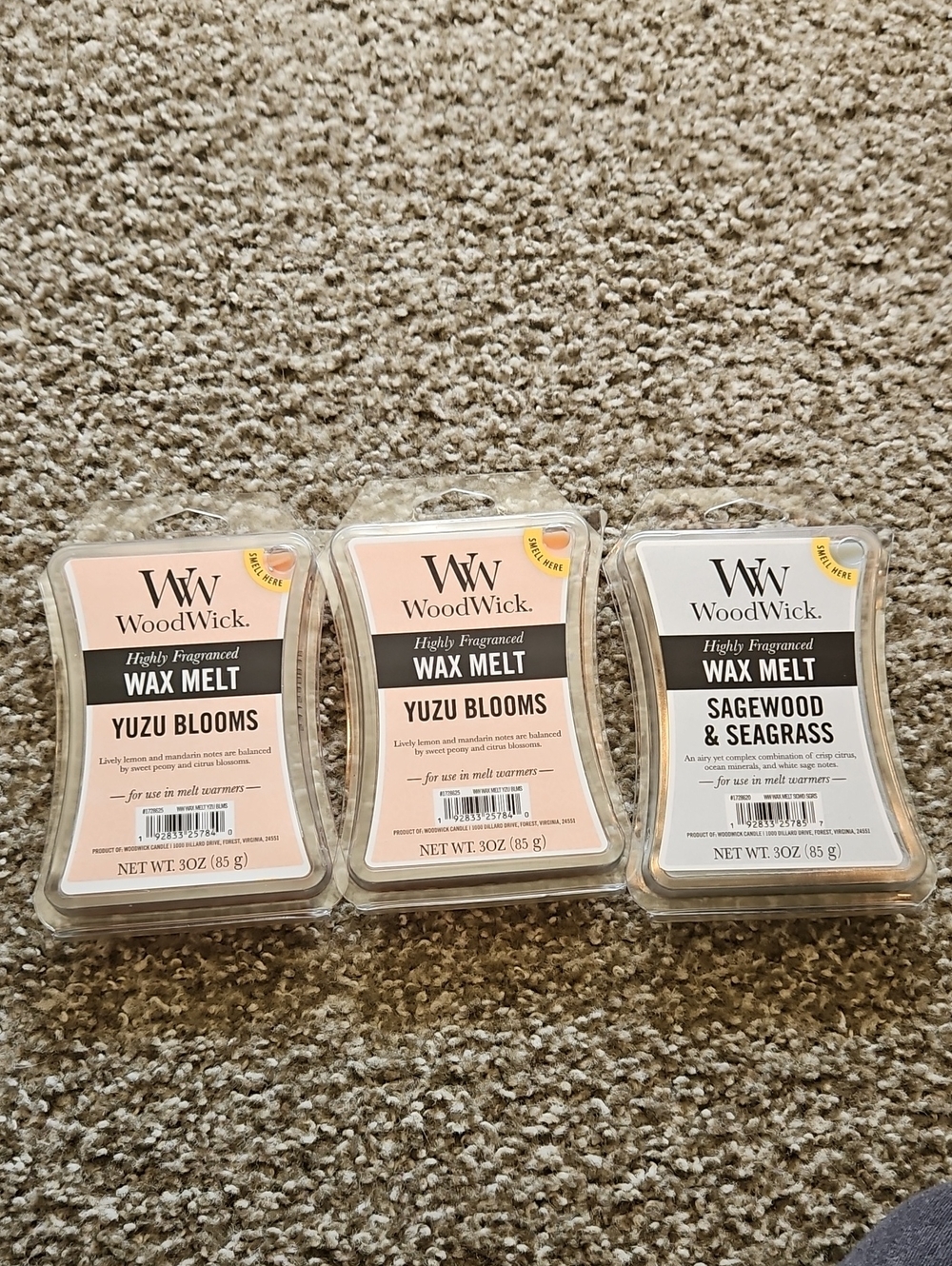 WoodWick Yuzu Blooms & Sagewood Seagrass Wax Melt 3-Pack - Pink/Light Green